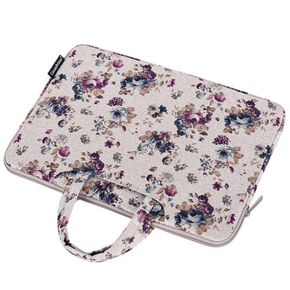 CANVASARTISAN H2-B02 Flower Pattern Zipper Laptop Sleeve Carrying Bag Handbag for 13-inch Notebook