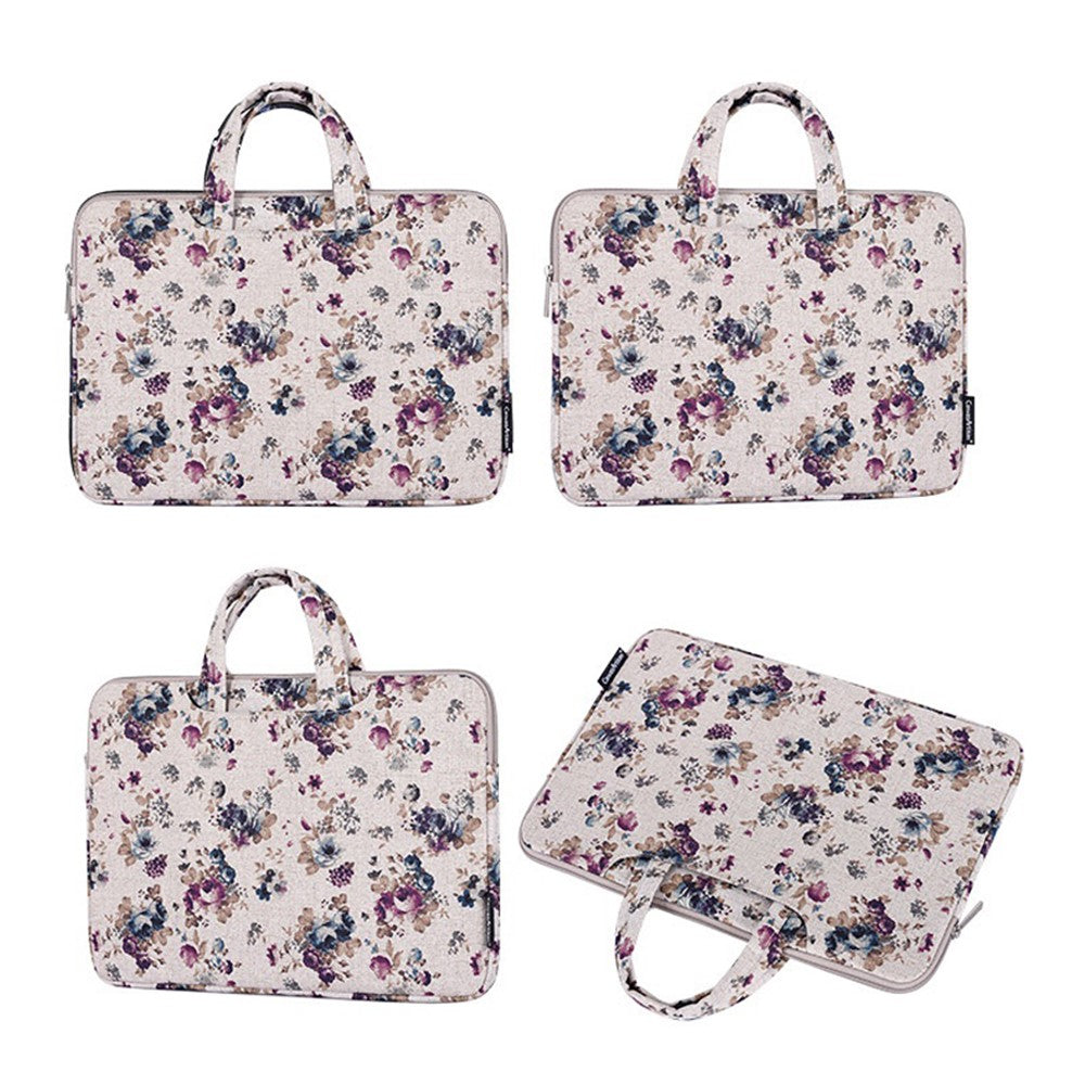 CANVASARTISAN H2-B02 Flower Pattern Zipper Laptop Sleeve Carrying Bag Handbag for 13-inch Notebook