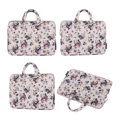 CANVASARTISAN H2-B02 Flower Pattern Zipper Laptop Sleeve Carrying Bag Handbag for 13-inch Notebook