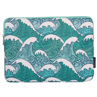 CANVASARTISAN H3-04 for 15-inch Notebook Computer Green Wave Pattern Laptop Sleeve Cover Protective Case
