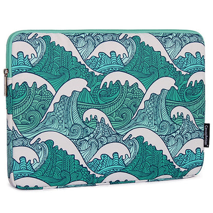 CANVASARTISAN H3-04 for 15-inch Notebook Computer Green Wave Pattern Laptop Sleeve Cover Protective Case