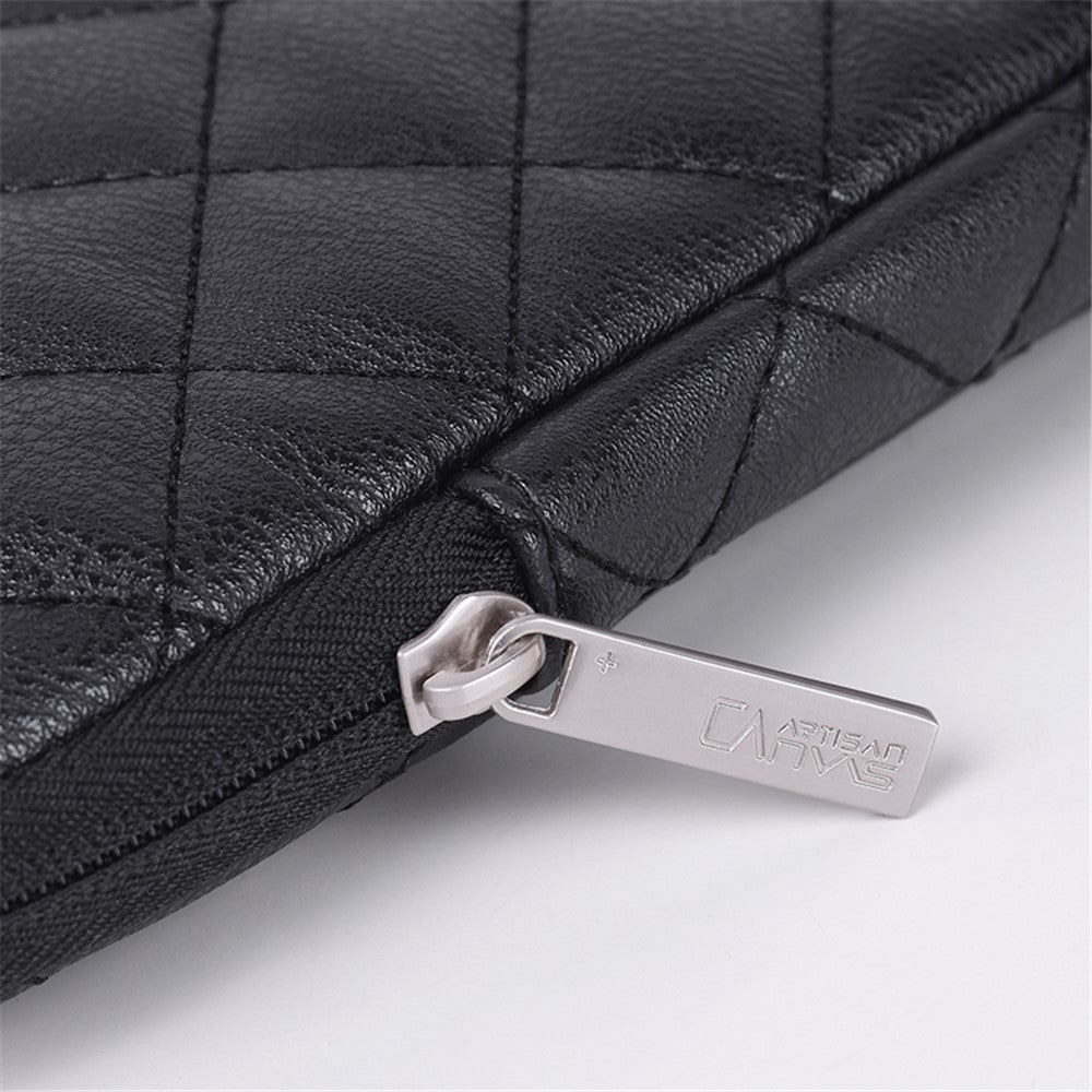 CANVASARTISAN L19-04 for 13-inch Notebook Sleeve Rhombus Texture Laptop Bag Shockproof Zipper Case