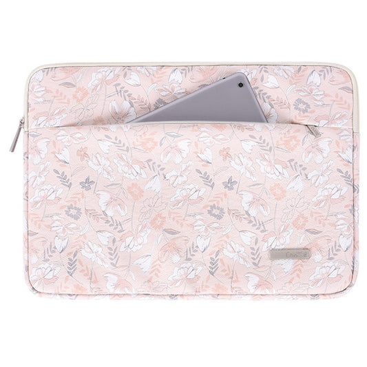 CANVASARTISAN G4-11 Portable PU Leather Carry Case for 13-inch Laptops Shockproof Storage Bag Flower Printed Sleeve Bag with Outer Pouch
