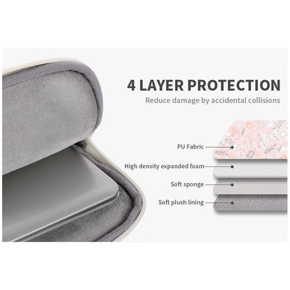 CANVASARTISAN G4-11 Portable PU Leather Carry Case for 13-inch Laptops Shockproof Storage Bag Flower Printed Sleeve Bag with Outer Pouch