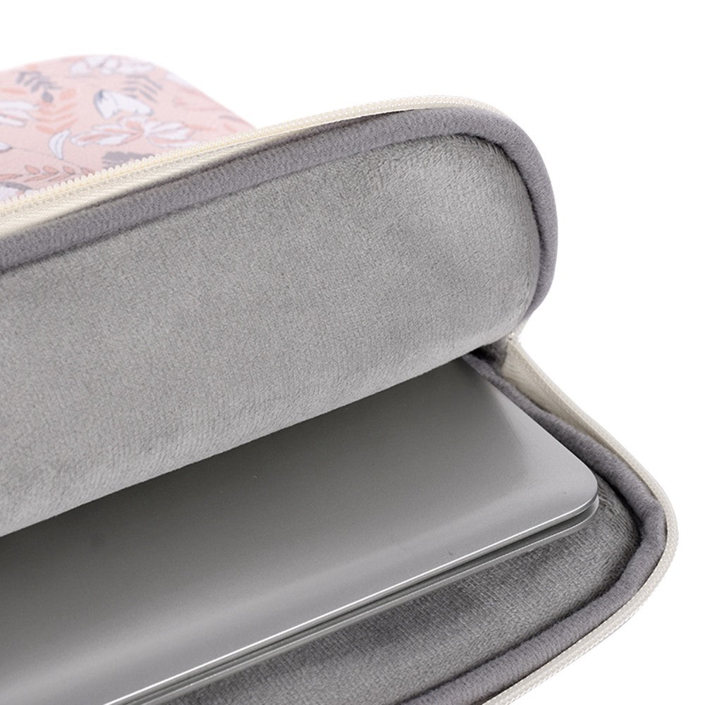 CANVASARTISAN G4-11 Portable PU Leather Carry Case for 13-inch Laptops Shockproof Storage Bag Flower Printed Sleeve Bag with Outer Pouch