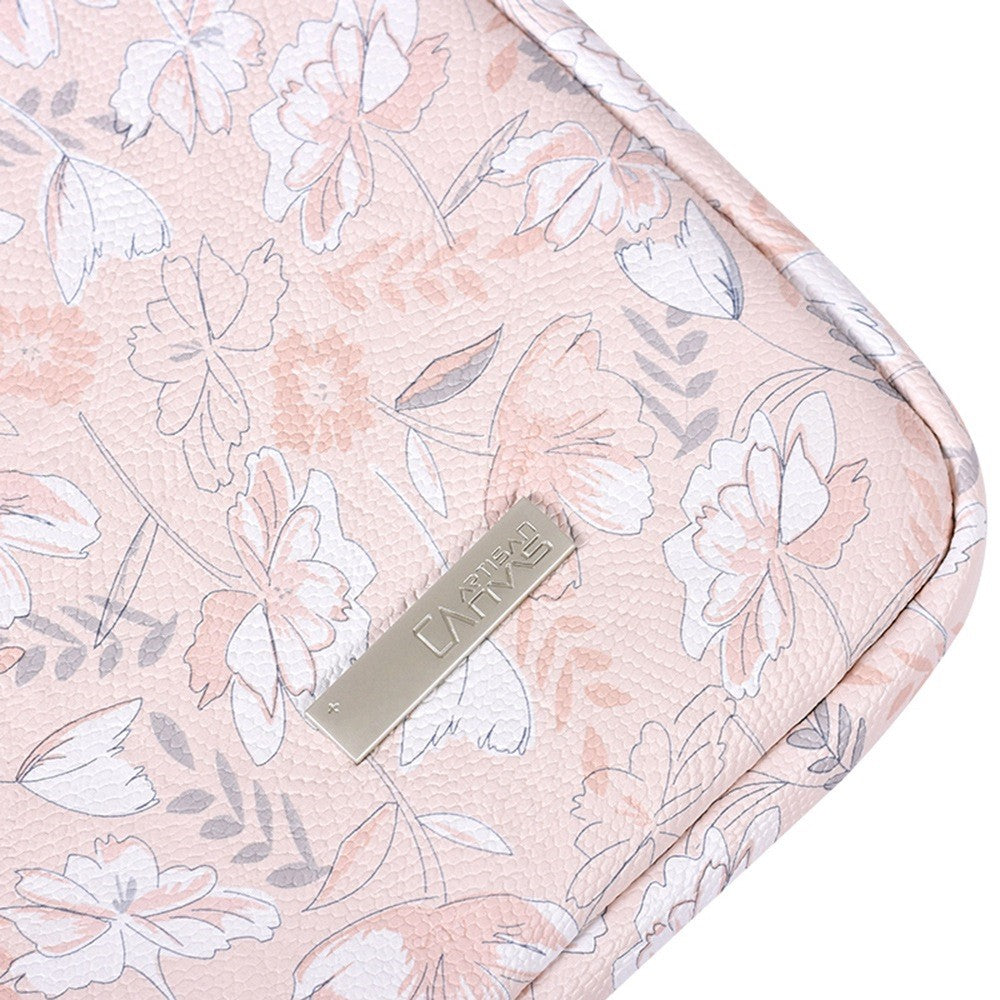 CANVASARTISAN G4-11 Portable PU Leather Carry Case for 13-inch Laptops Shockproof Storage Bag Flower Printed Sleeve Bag with Outer Pouch