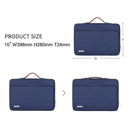 CANVASARTISAN K28-21 15-inch Laptop Briefcase Protective Bag Notebook Handbag with Horizontal Zipper Pocket