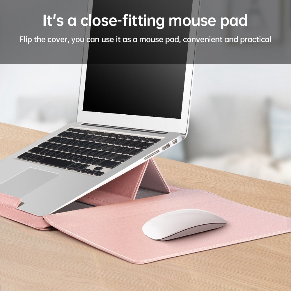 15-inch Laptop Sleeve Case PU Leather Notebook Carrying Case with Adjustable Stand