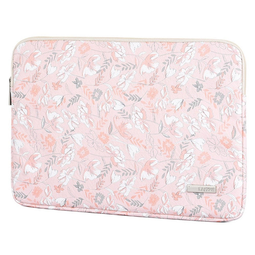 CANVASARTISAN G4-01 15-inch Laptop Shockproof Zipper Bag Flower and Leaves Print PU Leather Notebook Protective Sleeve