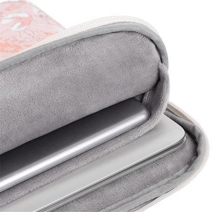 CANVASARTISAN G4-01 15-inch Laptop Shockproof Zipper Bag Flower and Leaves Print PU Leather Notebook Protective Sleeve