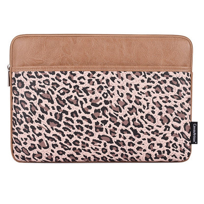 CANVASARTISAN G31-36 13-inch Laptop Leopard Print PU Leather Storage Bag Notebook Protective Sleeve