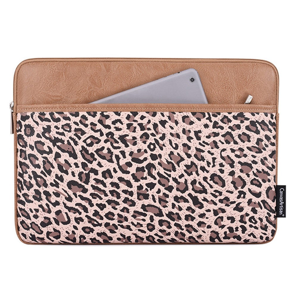 CANVASARTISAN G31-36 13-inch Laptop Leopard Print PU Leather Storage Bag Notebook Protective Sleeve