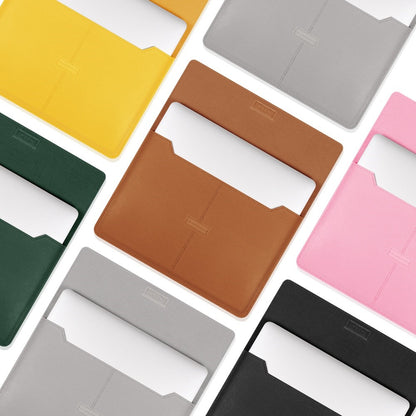 13-14 Inch Notebook Computer Sleeve for MacBook Waterproof PU Leather Mouse Pad Laptop Storage Pouch for Home Office