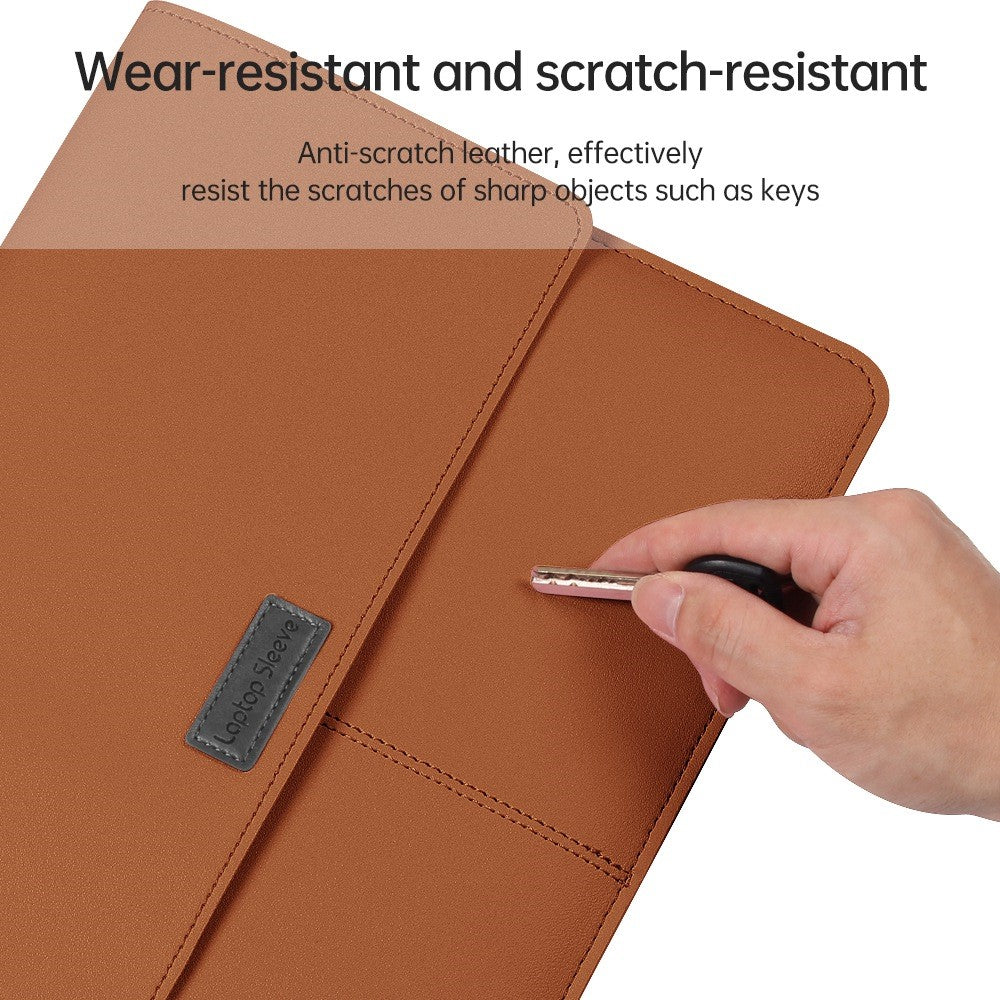 15 Inch Multifunction Laptop Sleeve for MacBook Large PU Leather Mouse Pad Notebook Computer Storage Pouch Handbag