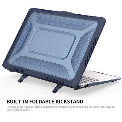 ENKAY HAT PRINCE Shockproof Kickstand Case for MacBook Air 13 inch (2020) A2179 / A2337 (EU Version) Anti-Fall Laptop Protective Case with TPU Keyboard Film + Dust-Proof Plugs