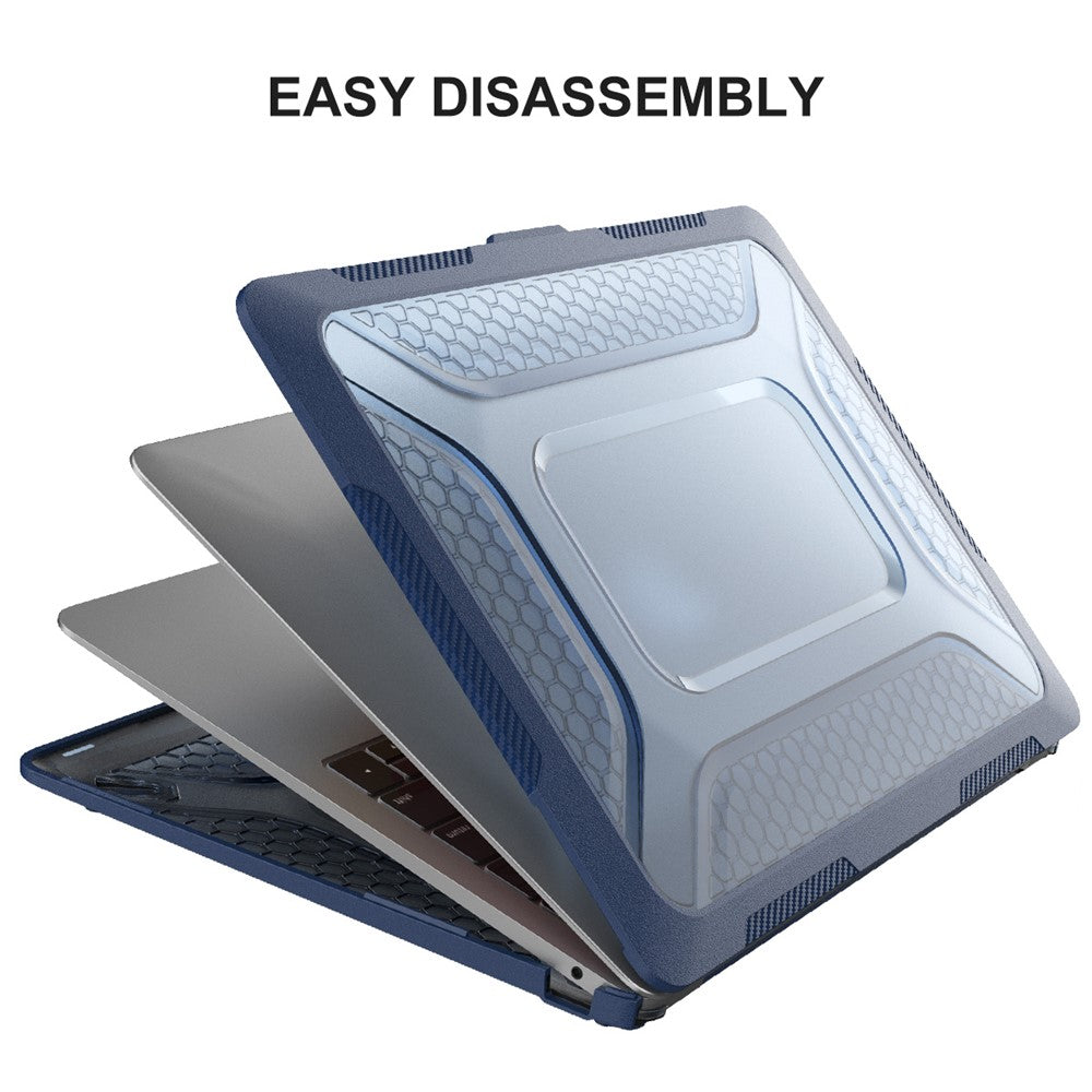 ENKAY HAT PRINCE Shockproof Kickstand Case for MacBook Air 13 inch (2020) A2179 / A2337 (EU Version) Anti-Fall Laptop Protective Case with TPU Keyboard Film + Dust-Proof Plugs