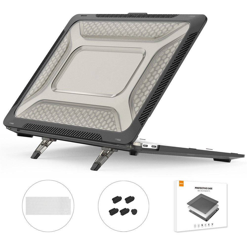 ENKAY HAT PRINCE Shockproof Kickstand Case for MacBook Air 13 inch (2020) A2179 / A2337 (EU Version) Anti-Fall Laptop Protective Case with TPU Keyboard Film + Dust-Proof Plugs