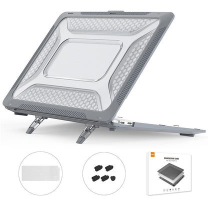 ENKAY HAT PRINCE Shockproof Kickstand Case for MacBook Air 13 inch (2020) A2179 / A2337 (EU Version) Anti-Fall Laptop Protective Case with TPU Keyboard Film + Dust-Proof Plugs
