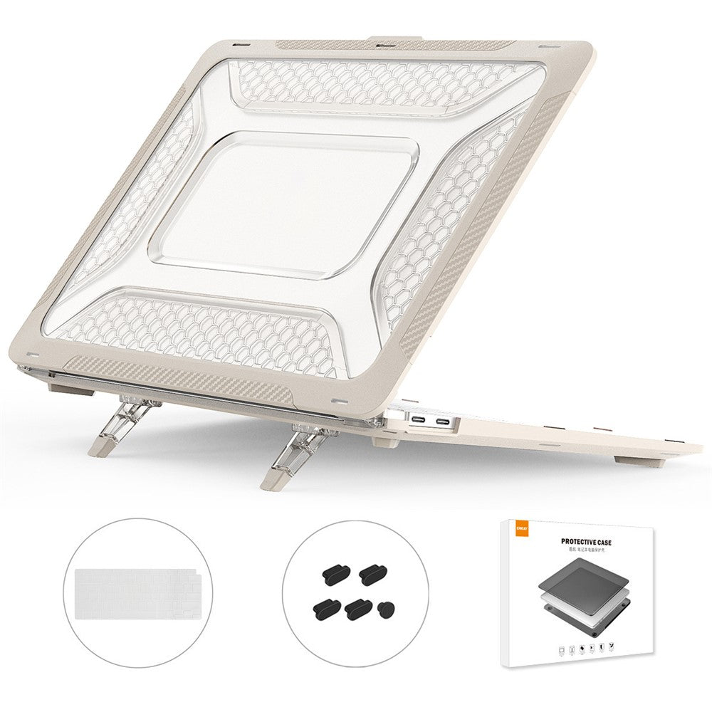 ENKAY HAT PRINCE for MacBook Air 13 inch (2020) A2179  /  A2337 (US Version) Hard PC Shell Fold Kickstand Protective Cover with Transparent TPU Keyboard Film + Dust-Proof Plugs