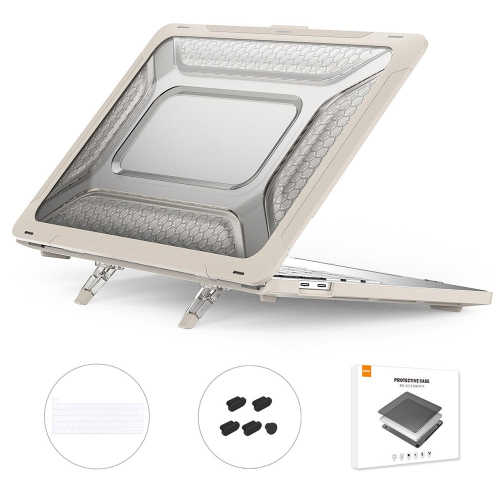 ENKAY HAT PRINCE for MacBook Pro 13 inch (2020) A2251 / A2289 / A2338 (EU Version) Hard PC Protective Cover Kickstand Laptop Case with Transparent TPU Keyboard Film + Anti-Dust Plugs