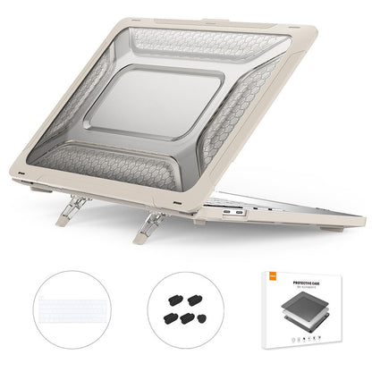 ENKAY HAT PRINCE for MacBook Pro 13 inch (2020) A2251 / A2289 / A2338 (EU Version) Hard PC Protective Cover Kickstand Laptop Case with Transparent TPU Keyboard Film + Anti-Dust Plugs