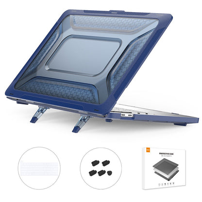 ENKAY HAT PRINCE for MacBook Pro 13 inch (2020) A2251 / A2289 / A2338 (US Version) Fold Kickstand Heat Dissipation Case Hard PC Cover with Clear TPU Keyboard Film + Anti-Dust Plugs