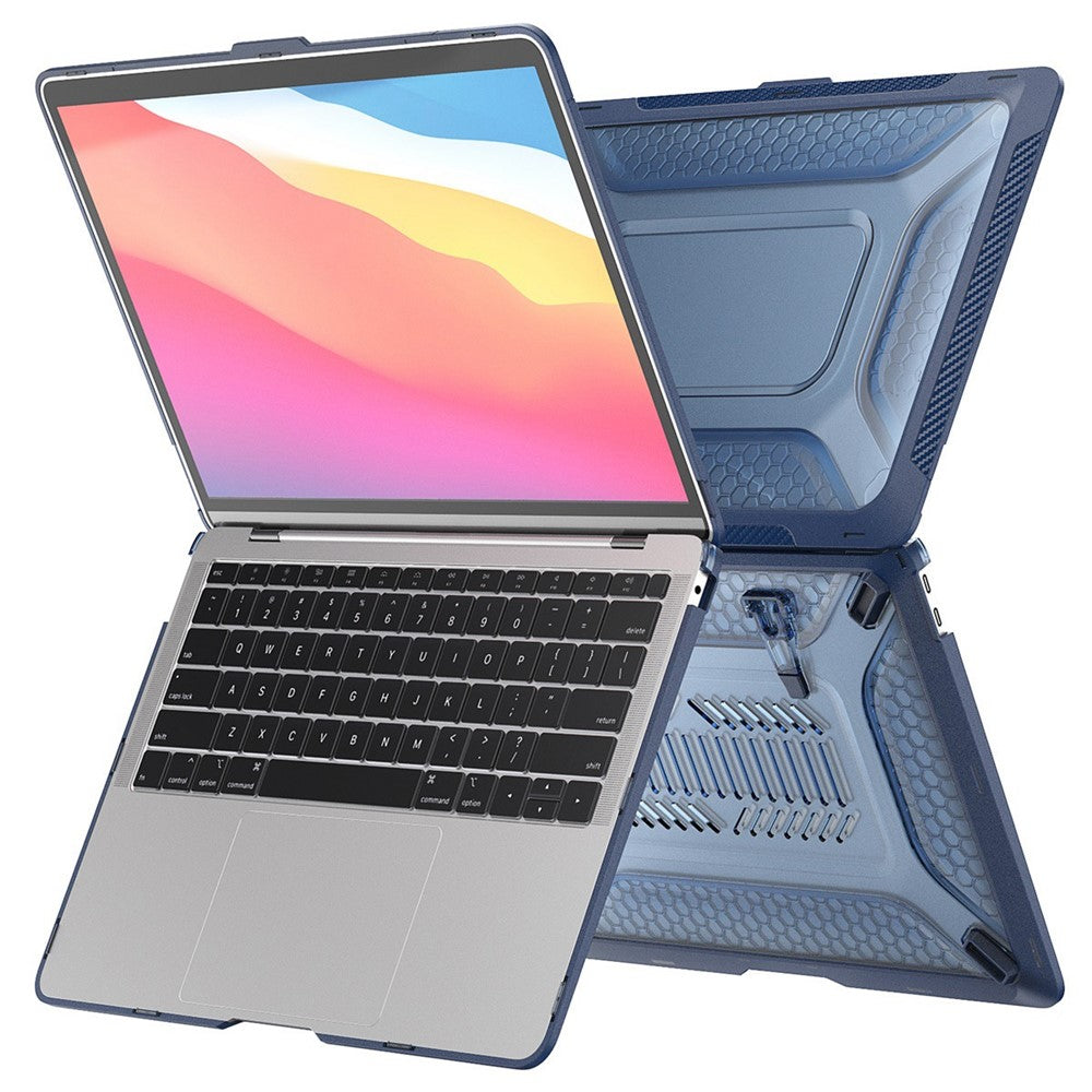 ENKAY HAT PRINCE for MacBook Pro 13 inch (2020) A2251 / A2289 / A2338 (US Version) Fold Kickstand Heat Dissipation Case Hard PC Cover with Clear TPU Keyboard Film + Anti-Dust Plugs