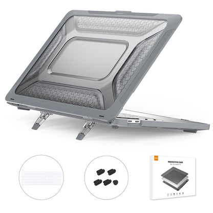 ENKAY HAT PRINCE for MacBook Pro 13 inch (2020) A2251 / A2289 / A2338 (US Version) Fold Kickstand Heat Dissipation Case Hard PC Cover with Clear TPU Keyboard Film + Anti-Dust Plugs