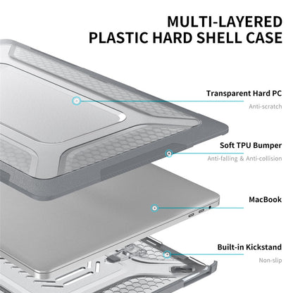 ENKAY HAT PRINCE for MacBook Pro 16 inch (2019) A2141 (EU Version) Hard PC Shock-Absorbing Cover Kickstand Protective Laptop Case Shell with TPU Keyboard Film + Anti-Dust Plugs