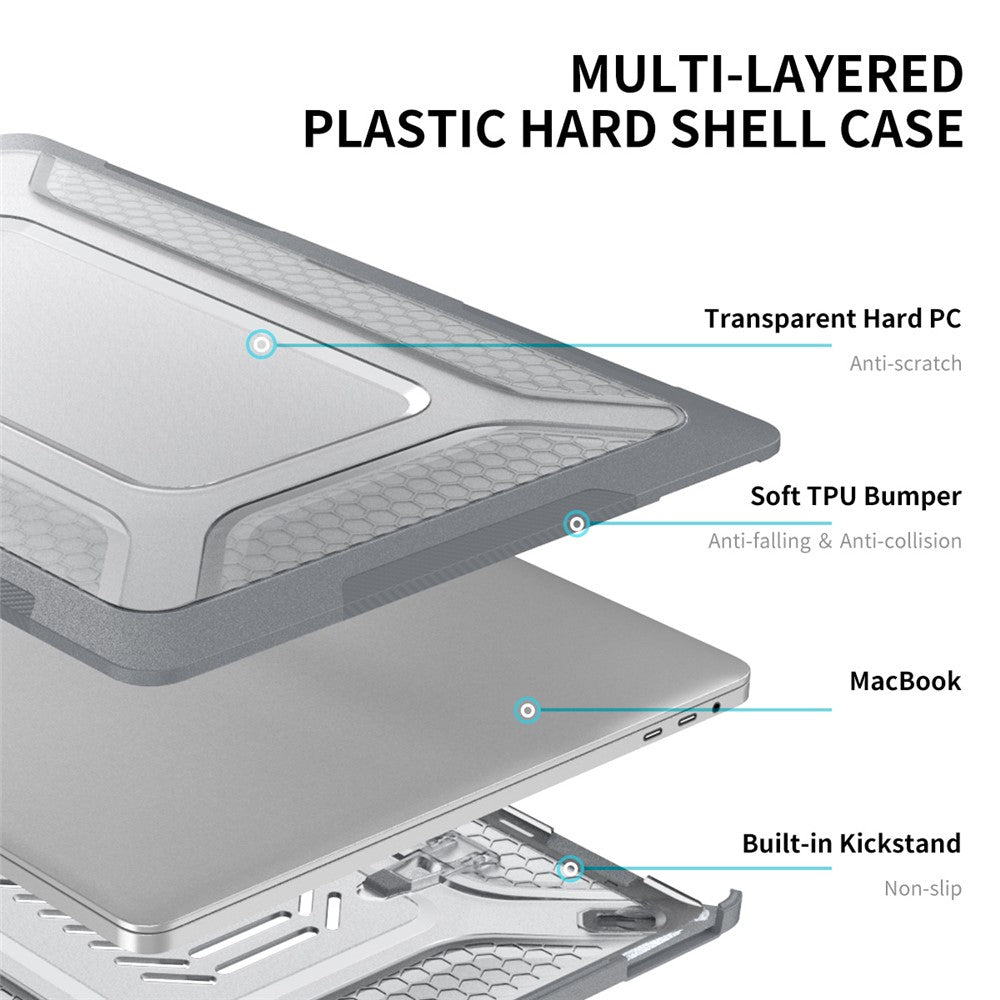ENKAY HAT PRINCE 3-in-1 Anti-Scratch Kickstand Cover for MacBook Pro 16 inch (2019) A2141 (US Version), Hard PC Laptop Shell with TPU Keyboard Film + Anti-Dust Plugs