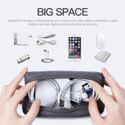 Electronic Organizer Mouse Power Bank Cable Storage Bag Waterproof Leather USB Flash Drive Storage Pouch