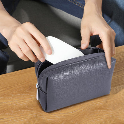 Electronic Organizer Mouse Power Bank Cable Storage Bag Waterproof Leather USB Flash Drive Storage Pouch