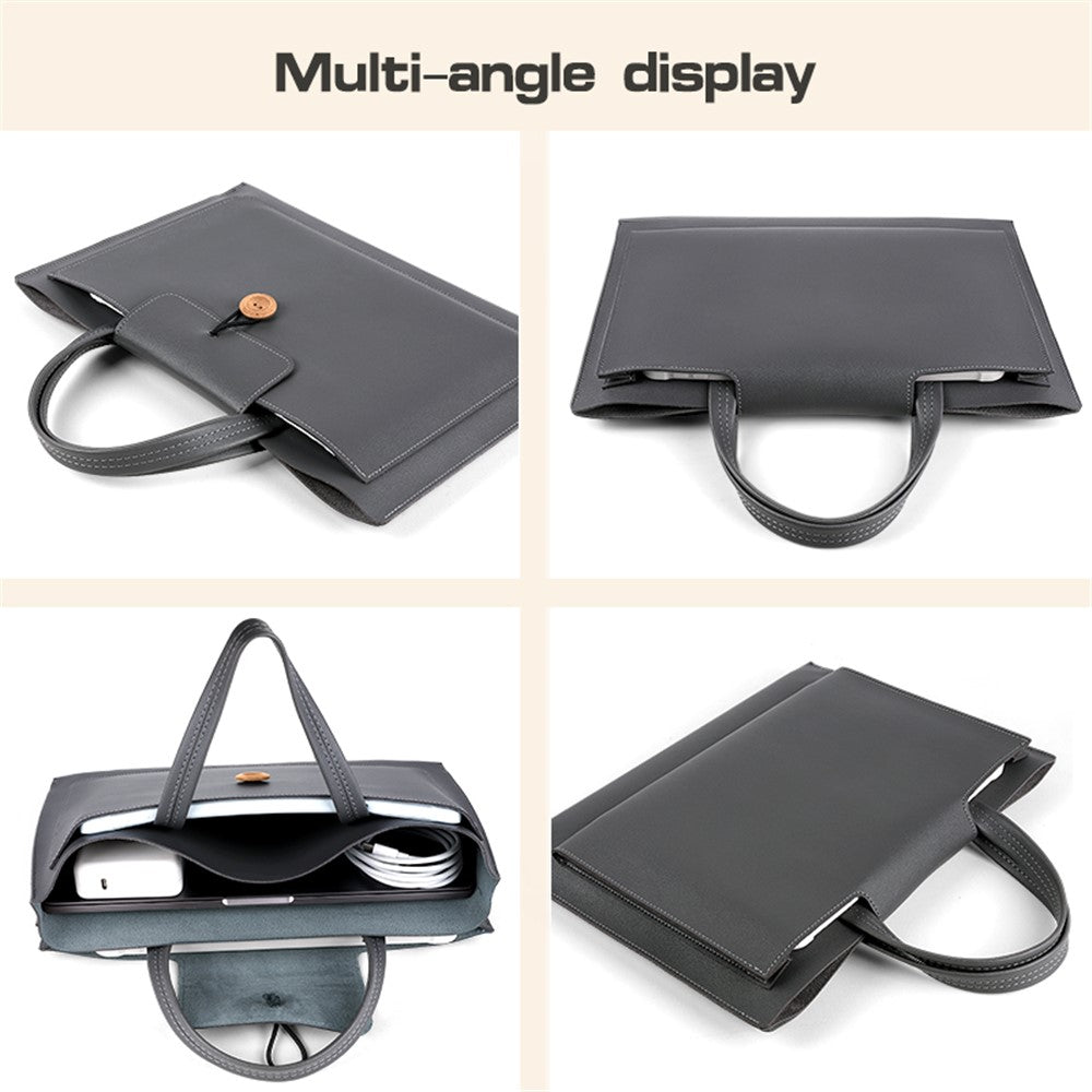 PU Leather Handbag for 13 / 13.3 / 13.6 / 14 Inch Laptops Protection Sleeve 3-Layer Notebook Computer Storage Bag