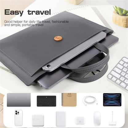 PU Leather Handbag for 13 / 13.3 / 13.6 / 14 Inch Laptops Protection Sleeve 3-Layer Notebook Computer Storage Bag