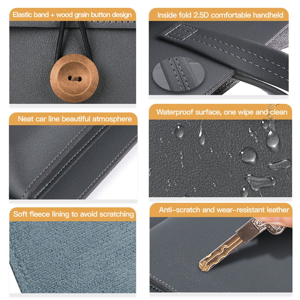PU Leather Handbag for 13 / 13.3 / 13.6 / 14 Inch Laptops Protection Sleeve 3-Layer Notebook Computer Storage Bag