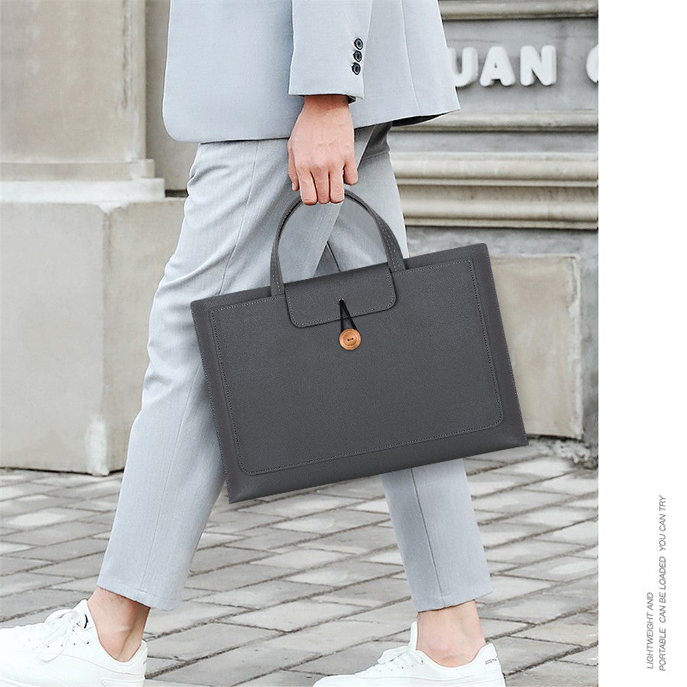 PU Leather Handbag for 13 / 13.3 / 13.6 / 14 Inch Laptops Protection Sleeve 3-Layer Notebook Computer Storage Bag