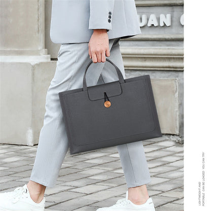 PU Leather Handbag for 13 / 13.3 / 13.6 / 14 Inch Laptops Protection Sleeve 3-Layer Notebook Computer Storage Bag