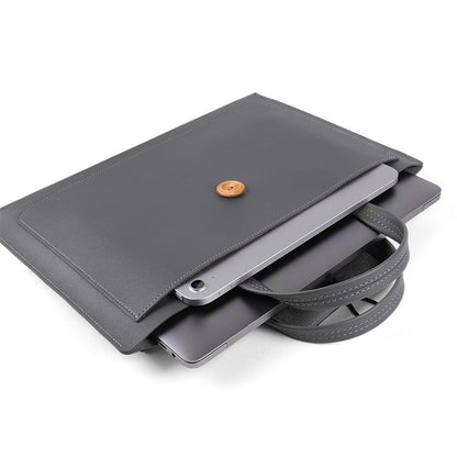 PU Leather Handbag for 13 / 13.3 / 13.6 / 14 Inch Laptops Protection Sleeve 3-Layer Notebook Computer Storage Bag