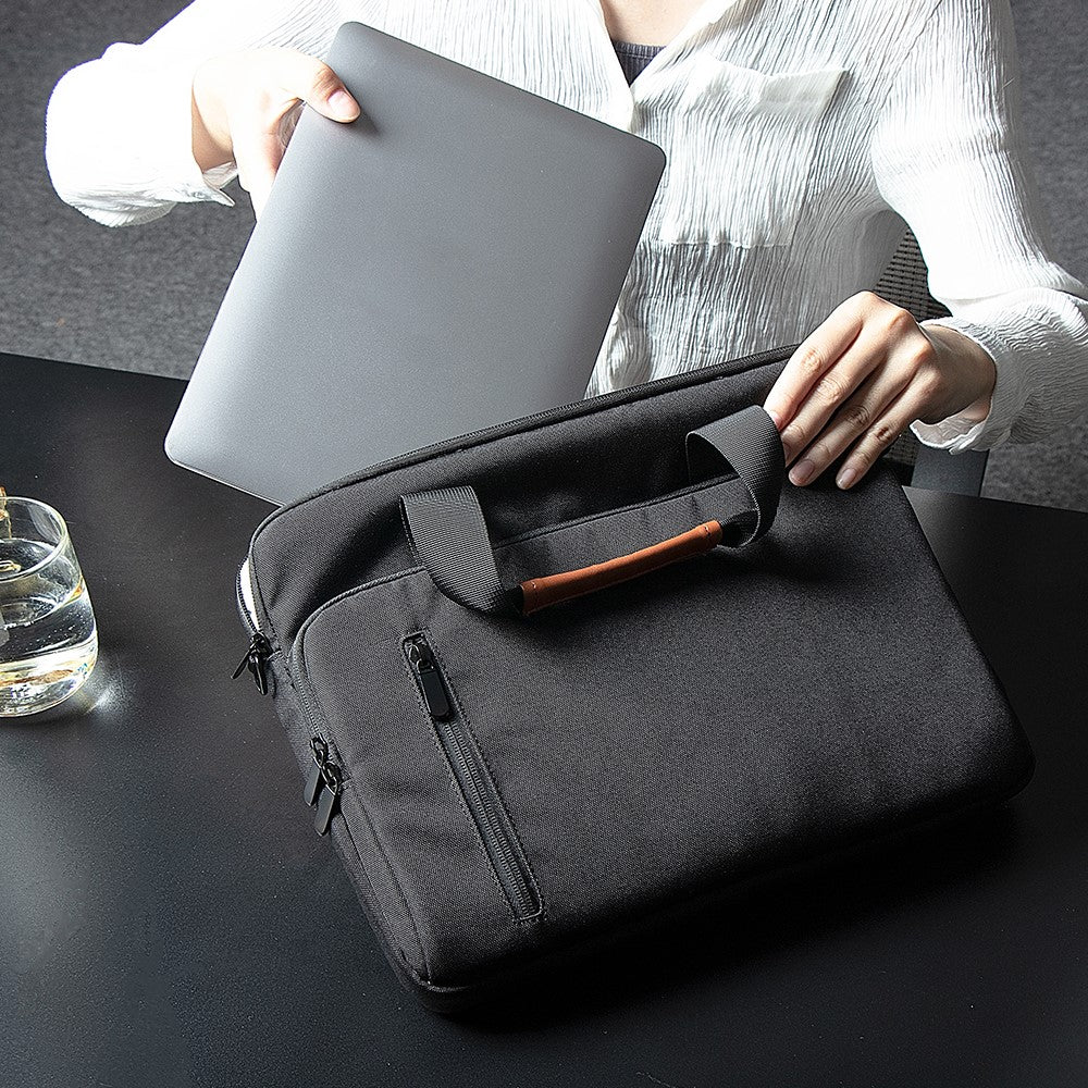 MA532 15-15.6 Inch Laptop Handbag Polyester+Fleece Notebook Computer Shoulder Bag Business Messenger Tote Bag