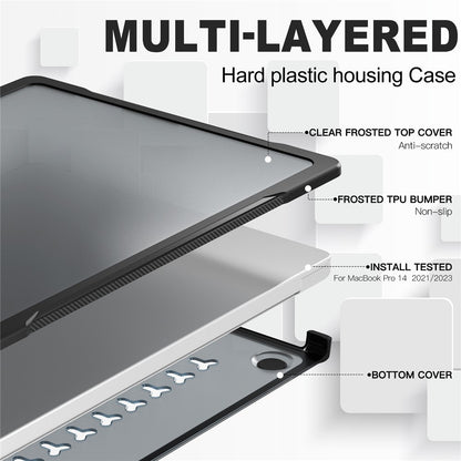 For MacBook Pro 14 inch (2026) A3427 A3426 / (2025) A3434 A3112 A3185 A3401 / (2024) A2918 A2992 / (2023) A2779 / (2022) / (2021) A2442 Case PC+TPU Anti-Cracking Protective Cover