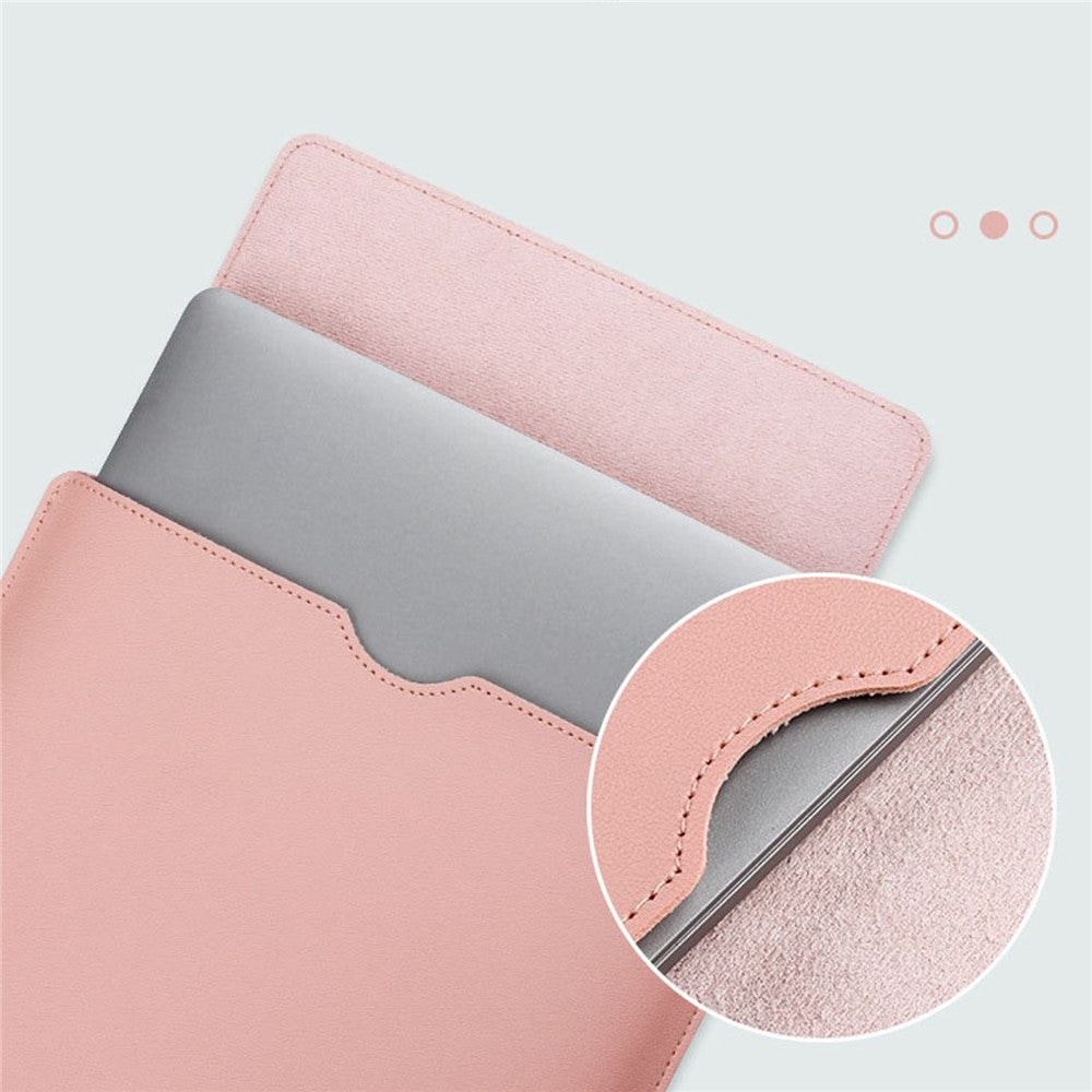 14-inch Waterproof PU Leather Laptop Bag Shockproof Notebook Carrying Pouch