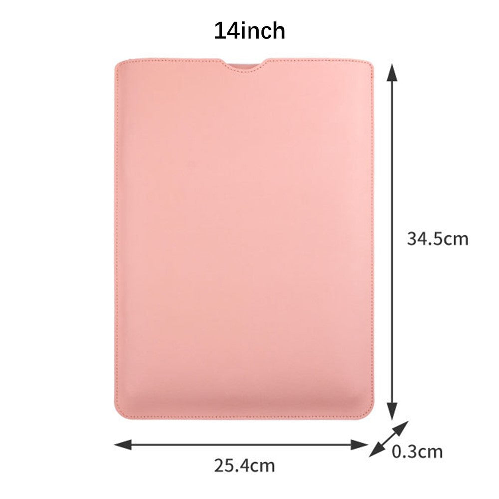 14-inch Waterproof PU Leather Laptop Bag Shockproof Notebook Carrying Pouch