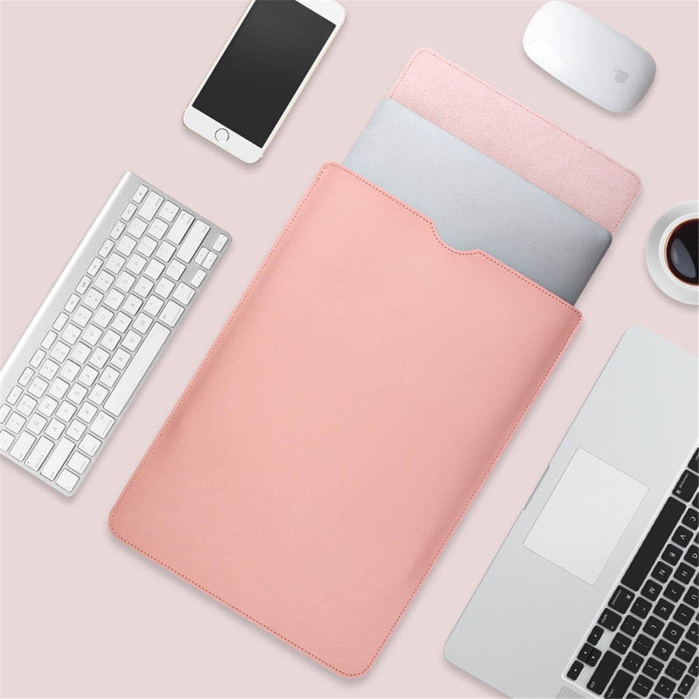 14-inch Waterproof PU Leather Laptop Bag Shockproof Notebook Carrying Pouch