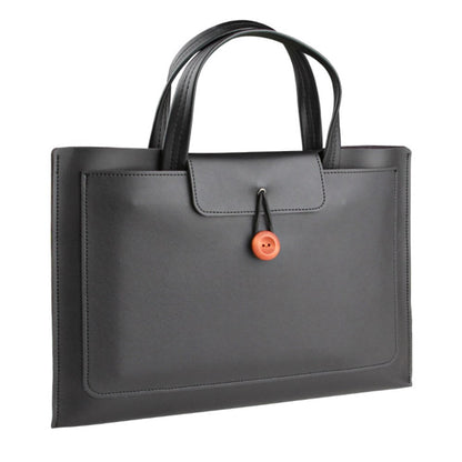 14-inch Laptop Handbag Wooden Buckle PU Leather Notebook Carrying Bag