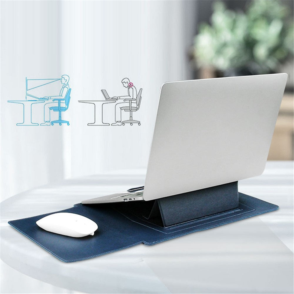 16-inch Waterproof Laptop Bag with Adjustable Stand + PU Leather Small Bag