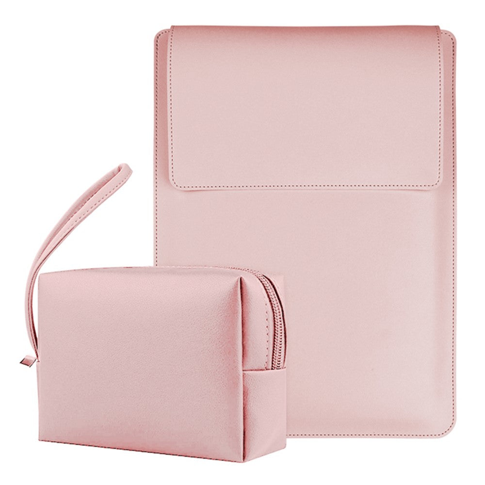 16-inch Waterproof Laptop Bag with Adjustable Stand + PU Leather Small Bag