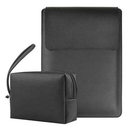 16-inch Waterproof Laptop Bag with Adjustable Stand + PU Leather Small Bag