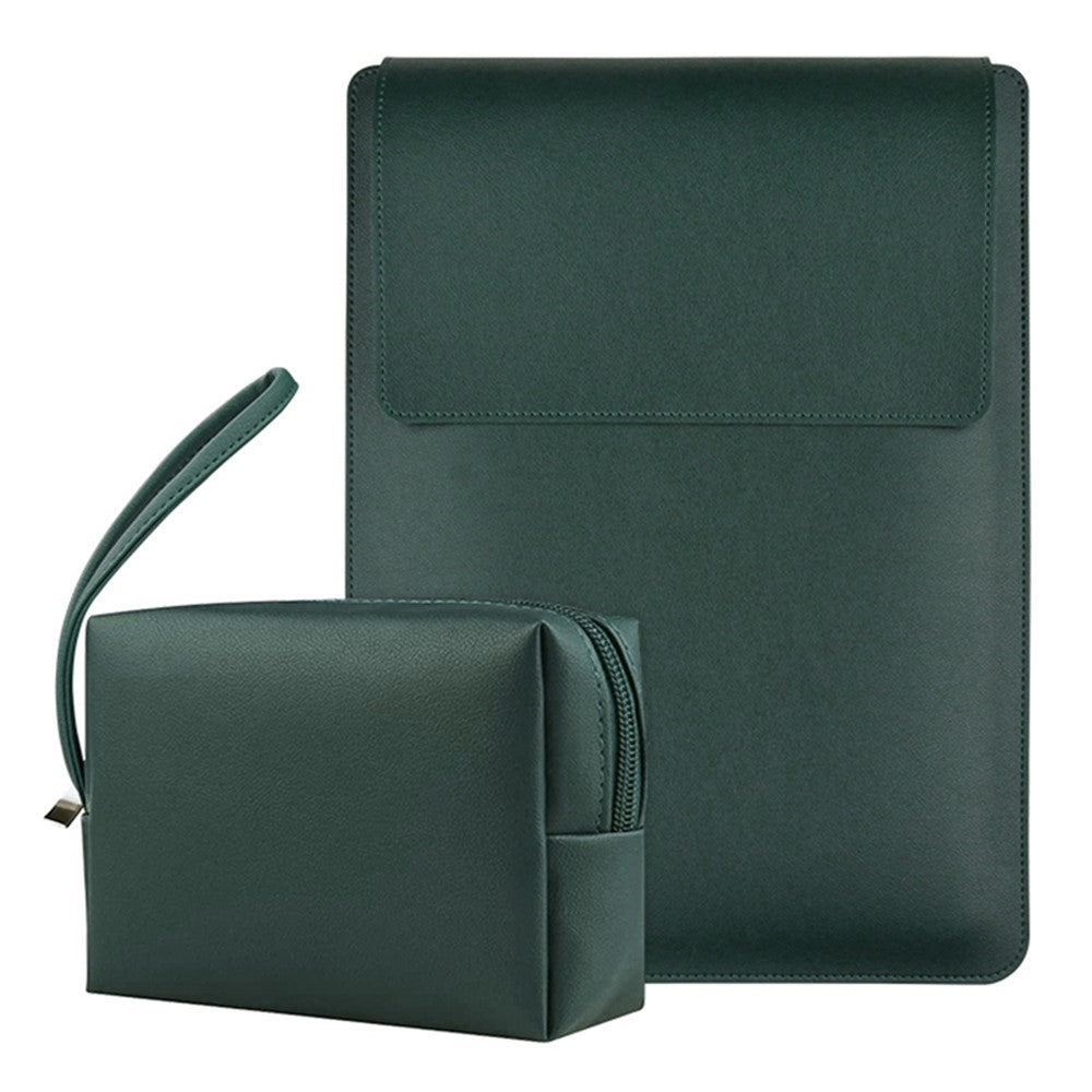 16-inch Waterproof Laptop Bag with Adjustable Stand + PU Leather Small Bag
