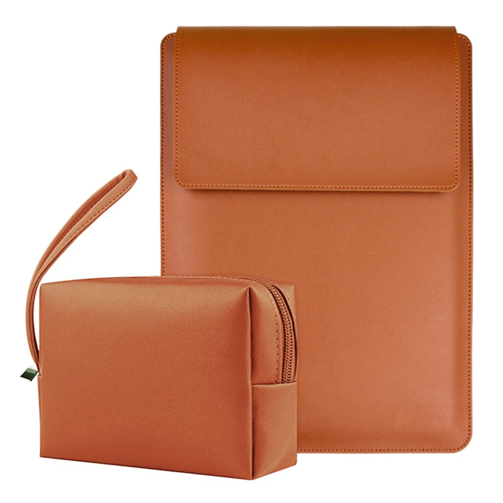 16-inch Waterproof Laptop Bag with Adjustable Stand + PU Leather Small Bag