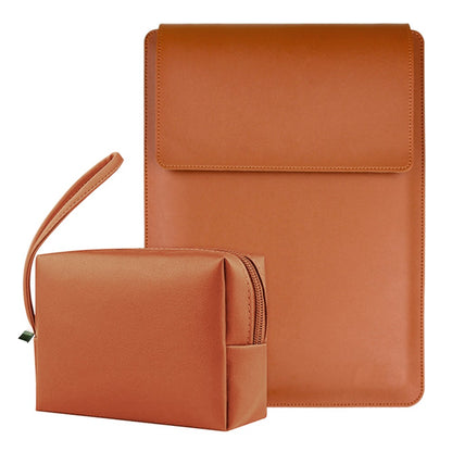 16-inch Waterproof Laptop Bag with Adjustable Stand + PU Leather Small Bag